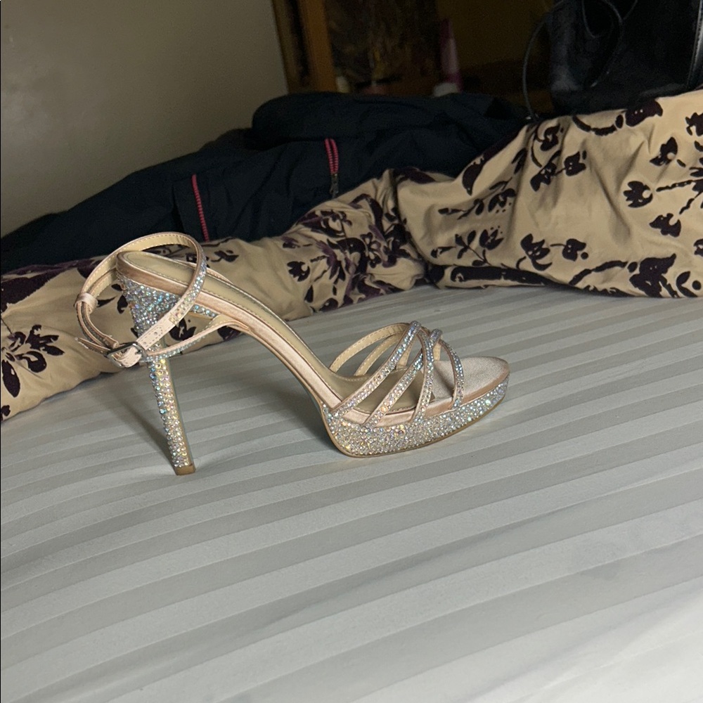 Betsey Johnson Silver Rhinestone Heels